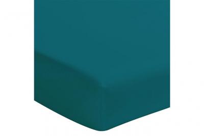 ESSIX Drap housse en percale de coton Premi&egrave;re Emeraude 160x200 cm - Bonnet de 30 cm 