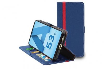EBESTSTAR Etui portefeuille pour galaxy a53 5g sm-a536b pu cuir porte-cartes support stand, bleu fonc&eacute; / rouge