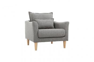 MILIBOO Fauteuil scandinave en tissu gris et bois clair KATE L77xP77.5xH76.5