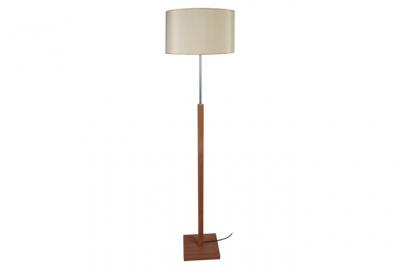 TOSEL HOD - Lampadaire droit bois fonc&eacute; et cr&eacute;me