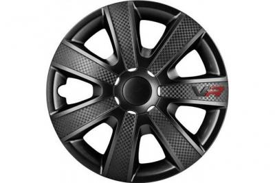 AUTOSTYLE Jeu d':enjoliveurs de roue VR 15 pouces noir / look carbone / logo