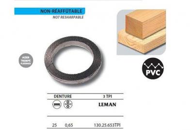 LEMAN 1 Rouleau de 50 m&egrave;tres Lame scie &agrave; ruban en acier tremp&eacute; Flexback 25x0,65 3TPI - 