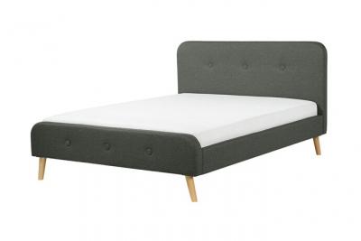 Lit double en tissu gris RENNES - BELIANI - 140x200 cm - Sommier inclus 