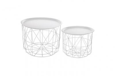 Lot de 2 bouts de canap&eacute; AARON coloris blanc 