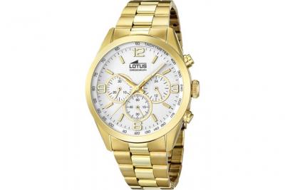 LOTUS Montre homme  chrono l18153/1 bracelet en acier inoxydable dor&eacute;