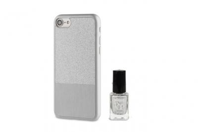 MUVIT  LIFE Pack Coque PAILLETTE ARGENT + VERNIS Pour APPLE IPHONE 7
