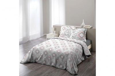 COTON D INTERIEUR Parure 3 p. 240x220 cm imprime 57 fils allover folio Rose