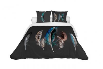 SOLEIL D OCRE Soleil d'Ocre Caresse Parure Housse de Couette, Coton, Gris, 220 x 240 cm