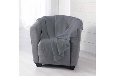 DOUCEUR D INTERIEUR Plaid 125 x 150 cm polaire unie milou Anthracite