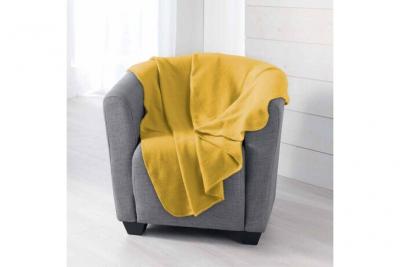 CDaffaires Plaid 125 x 150 cm polaire unie milou Jaune