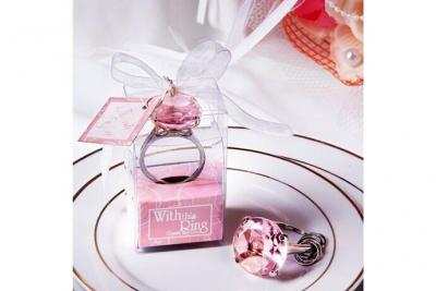 TOTALCADEAU Porte-cl&eacute; bague diamant femme bague 5 anneaux transparent 