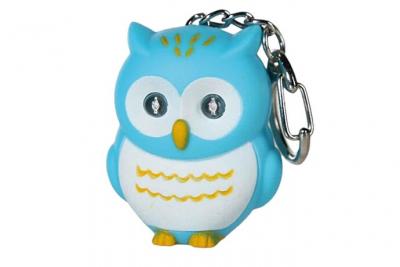LE MONDE DES ANIMAUX Porte clefs LED Chouette bleu 