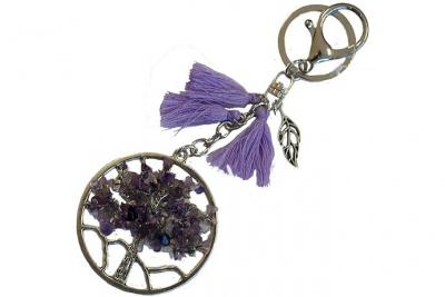 ZEN ET ETHNIQUE Porte clefs ou Bijou de sac Arbre de vie - Violet 