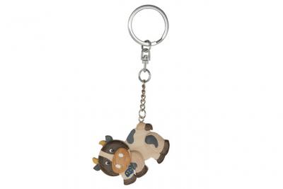 LE MONDE DES ANIMAUX ENESCO Porte clefs Vache - En bois et m&eacute;tal - Dim : 5 cm (hors anneau) 