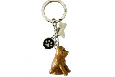 LE MONDE DES ANIMAUX OUT OF THE BLUE Porte-cl&eacute;s chien Sharpei - En M&eacute;tal &eacute;maill&eacute; - 9.5 cm (anneau inclus) 