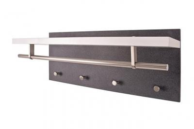 Garderobe murale d&eacute;cor granit tringle et crochets en m&eacute;tal