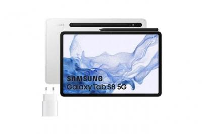 SAMSUNG  Galaxy Tab S8 5G 256GB Plata + Cargador 25W