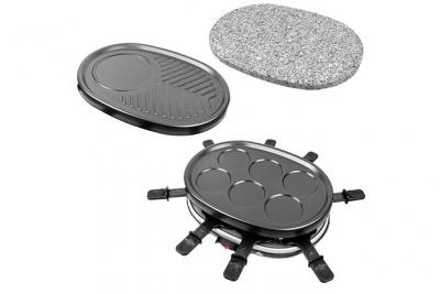 LEOGREEN Set &agrave; Raclette 3 en 1 -  - Grillade en Pierre Naturelle - Ensemble complet de plaques de cuisson 