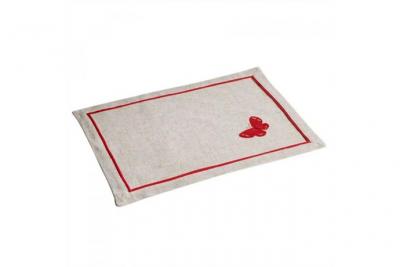 PARIS PRIX Set de table 33 x 45 cm polyester ramie brode opaline Rouge