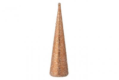 PARIS PRIX Statuette D&eacute;co C&ocirc;ne Perles 35cm Rose Saumon 