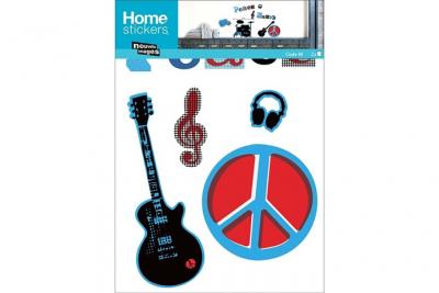 NVELLESIMA Sticker mural Peace and music 50x70cm facile &agrave; poser x2 