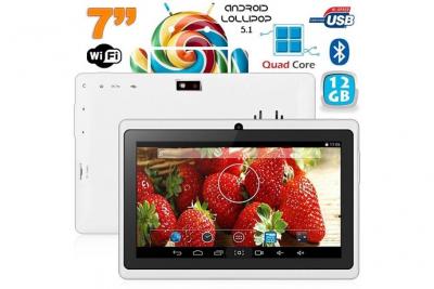 YONIS Tablette Tactile 7 Pouces Quad Core Cam&eacute;ra Flash Android Micro SD USB 12Go Blanc -  
