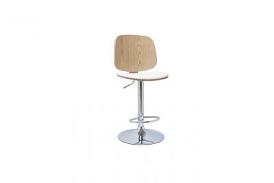 Miliboo - Tabouret de bar ajustable design blanc et bois clair BECK