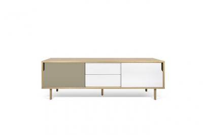 TEMA HOME Camif Buffet 2 portes 2 tiroirs Torre Blanc/gris/ch&ecirc;ne