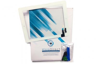 Vitre &eacute;cran tactile pour iPad Air blanc tablette bouton home adh&eacute;sifs + outils