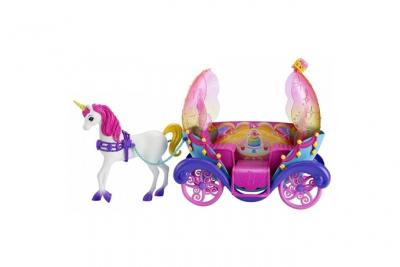 BARBIE Poup&eacute;e  avec carrosse Arc-en-ciel 