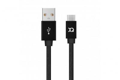 XQISIT C&acirc;ble usb-c 3.0 1,8 m - Charge rapide, tress&eacute;, noir