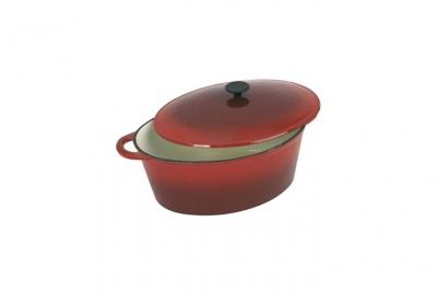 CREALYS  GRAND CHEF Cocotte ovale en fonte dacier &eacute;maill&eacute;e - L 37 cm - 9 L - Rouge - Tous feux dont induction