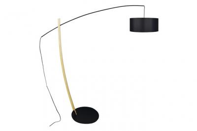 TOSEL Husqvarna - lampadaire arqu&eacute; bois noir et naturel 51060