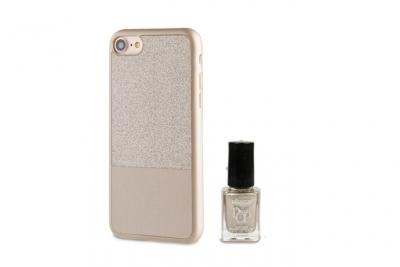MUVIT  LIFE Pack Coque PAILLETTE OR + VERNIS Pour APPLE IPHONE 7