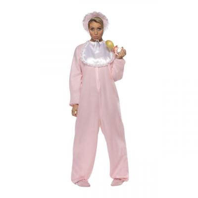 SMIFFY S Baby Romper Costume, Pink, with Fleece Bodysuit, Bonnet & Bib