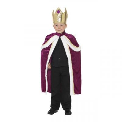 GENERIQUE Smiffys Costume de roi/reine pour enfant, Mauve, avec robe et couronne