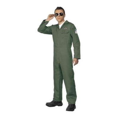 RUE DE LA FETE Smiffys Costume d'aviateur - avec combinaison fermeture &eacute;clair - vert - M