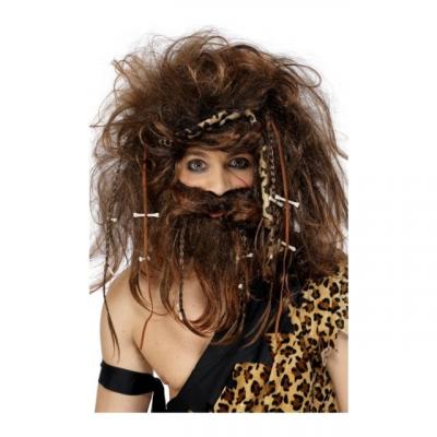 GENERIQUE Perruque et barbe  des cavernes homme Taille  Unique