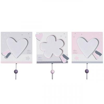 SAUTHON Set de 3 pat&egrave;res 12x12 cm Lilibelle - blanc/rose/gris