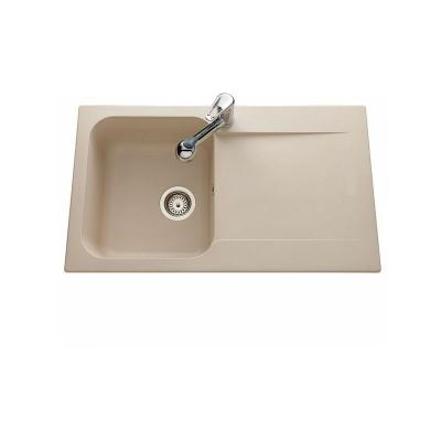 EWI Evier synth&egrave;se beige mouchet&eacute;  ziggy 1 bac 1 &eacute;gouttoir