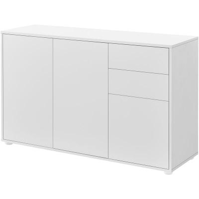 Commode Paarl avec 2 Tiroirs 3 Portes 74 x 117 x 36 cm Blanc Mat