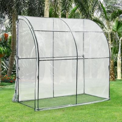 EN.CASA Serre de jardin adoss&eacute;e Juta en acier et PVC &agrave; porte zipp&eacute;e 100 x 200 x 215 cm