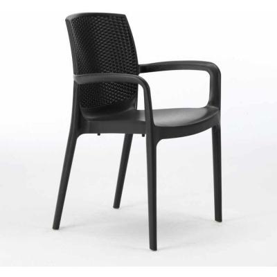 GRAND SOLEIL  - 18 Chaises de Jardin accoudoirs Poly-rotin Boheme , Couleur: Noir
