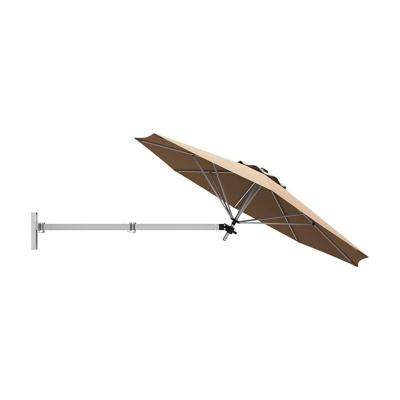 GIANTEX 247cm parasol cantilever mural, parasol de terrasse avec t&ecirc;te inclinable & support r&eacute;glable, avec 8 baleines, a&eacute;ration, beige 