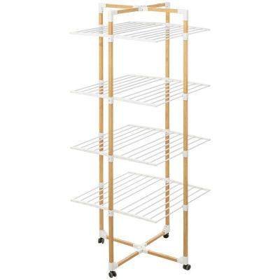 FIVE SIMPLY SMART &Eacute;tendoir &agrave; linge tour 4 roues 40m effet bois BARA 