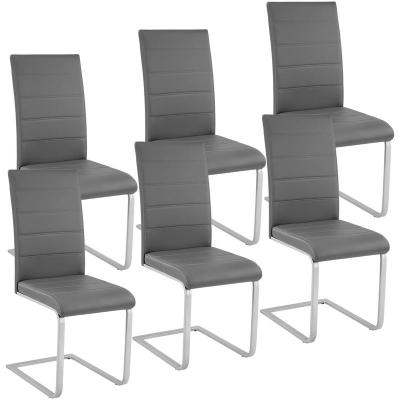 TECTAKE 6 Chaises de Salle &agrave; Manger Rembourr&eacute;es Pieds en m&eacute;tal Argent&eacute;s Design Moderne Gris