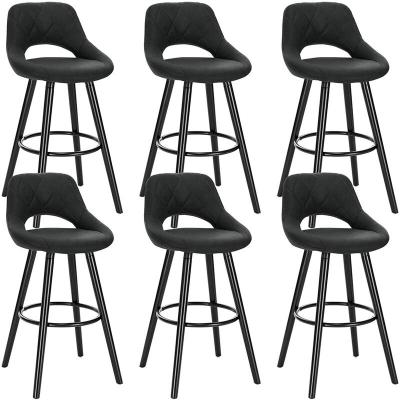 WOLTU 6 X Tabourets de Bar en Tissu Scientifique,Chaises de Bar Structure en Bois Massif,Anthracite