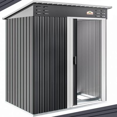 GARDEBRUK Abri de jardin anthracite en m&eacute;tal 181x162x86cm