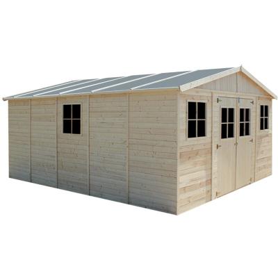TIMBELA  M333+M333G Abri de jardin en bois H246x418x522 cm/20 m&sup2; - AVEC LES PLANCHERS IMPR&Eacute;GN&Eacute;
