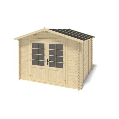 ALTANKA Abri de jardin en bois - 9m2 - 3x3m - ep. 28mm - couleur: naturel DOM664 